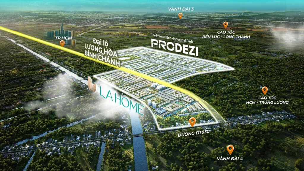 Prodezi định hướng đầu tư & phát triển mô hình đô thị – công nghiệp sinh thái tích hợp bền vững bao gồm Khu đô thị sinh thái LA Home 100ha và Khu công nghiệp sinh thái Prodezi 400ha.